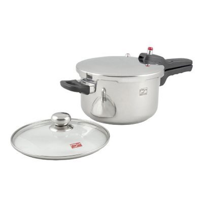 ديگ زودپز استیل کف سه لایه پارس ۴/۵ ليتری با در پیرکس