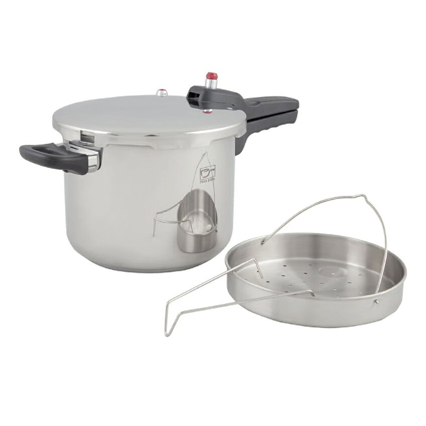 دیگ زودپز استیل پارس کف سه لایه با سبد بخارپز ۶ لیتری