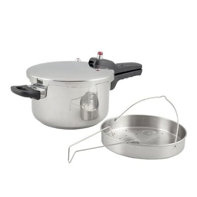 دیگ زودپز استیل با سبد بخارپز کف سه لایه 4/5 لیتری پارس