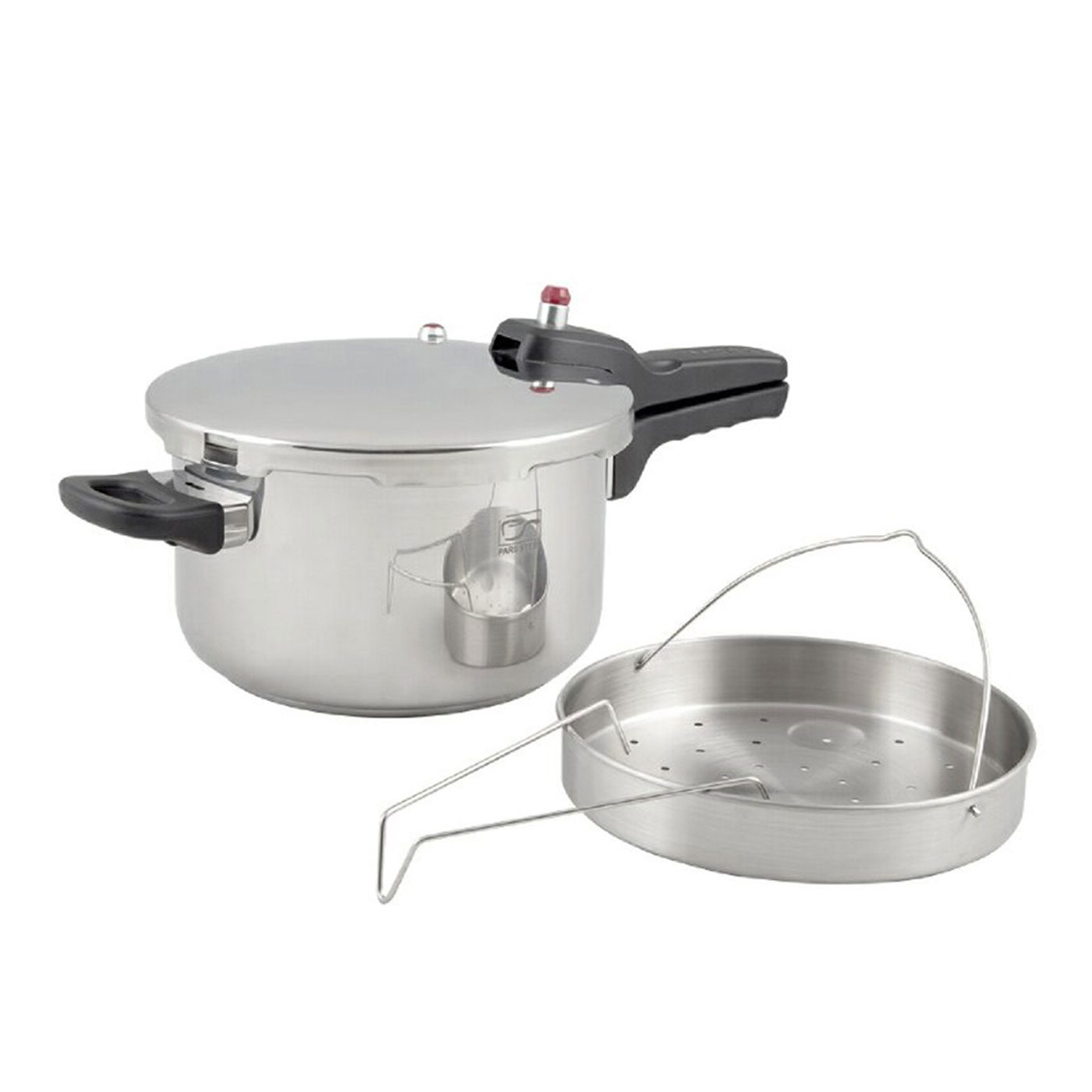 دیگ زودپز استیل با سبد بخارپز کف سه لایه 4/5 لیتری پارس