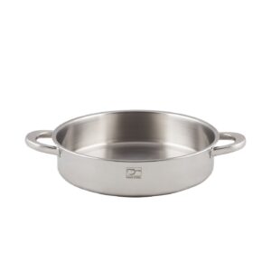 ماهیتابه استیل کف سه لایه سایز ۲۸ دسته فلزی کوتاه