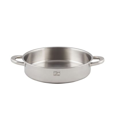 ماهیتابه استیل کف سه لایه سایز ۲۸ دسته فلزی کوتاه