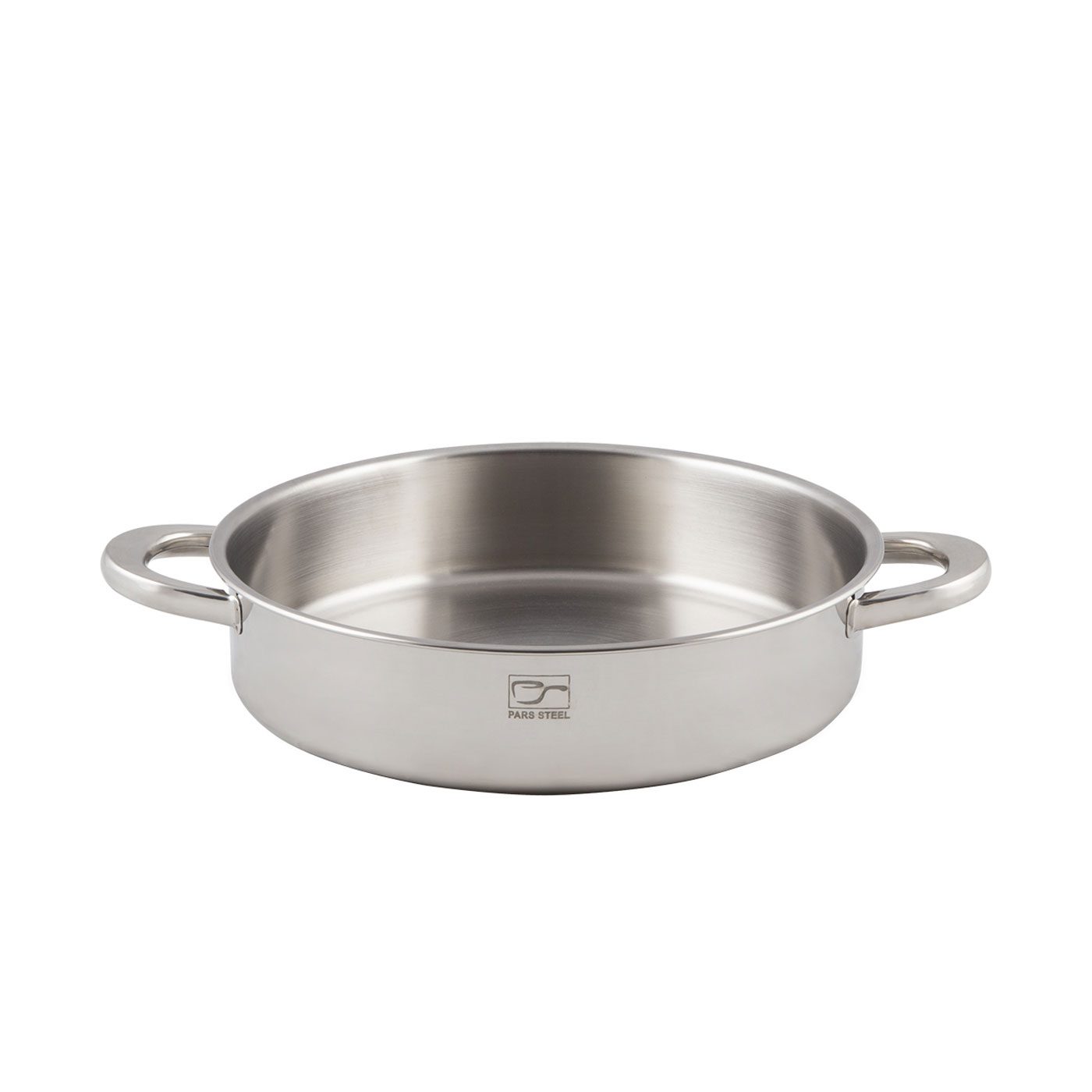 ماهیتابه استیل کف سه لایه سایز ۲۸ دسته فلزی کوتاه