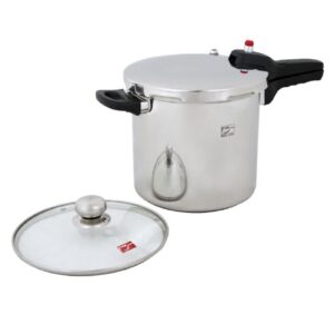 دیگ زودپز استیل در پیرکس کف سه لایه ۷ لیتری