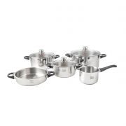 سرویس قابلمه ۸ پارچه استیل دسته باکالیت پارس کف سه لایه