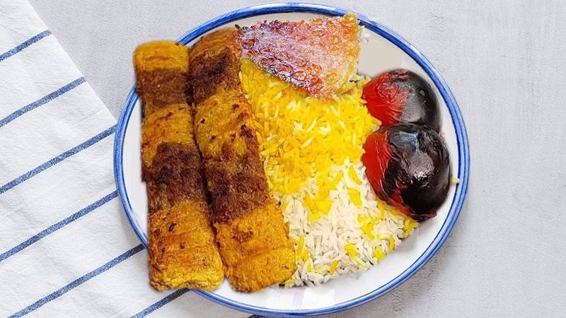 کباب تابه ای دو رنگ