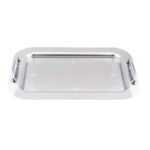 سینی مانا استیل دور طرح‌دار نقره‌ای