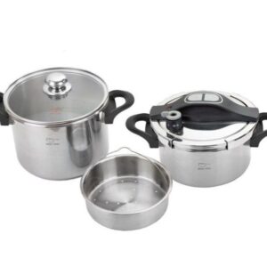 دیگ زودپز دوقلوی استیل کف سه لایه ۴ و ۶ لیتری مدل راشا