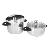 دیگ زودپز دوقلوی استیل کف سه لایه ۴ و ۶ لیتری مدل شف سایز ۲۲