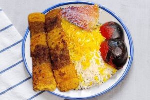 کباب تابه ای دو رنگ