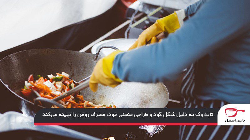 مصرف روغن کمتر در آشپزی با تابه وک